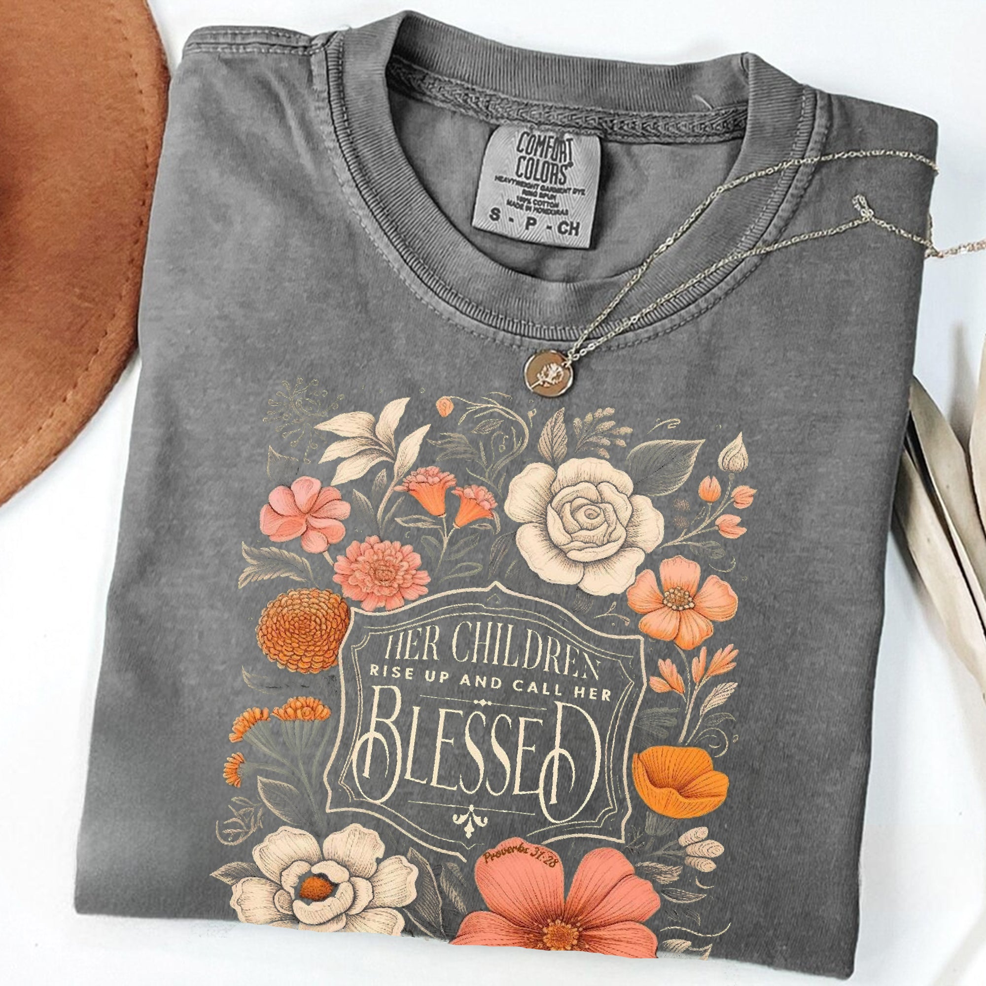 Mothers Day Christian Mama Comfort Colors Shirt, Her Children Rise Up and Call Her Blessed Shirt,Christian Mom Shirt,Bible Verse Proverbs 31